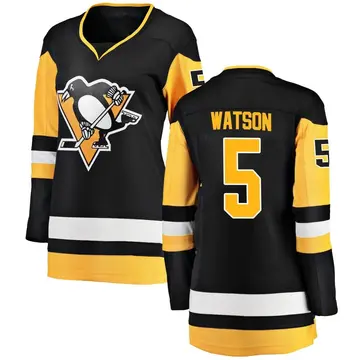 Women's Bryan Watson Pittsburgh Penguins ＃5 Breakaway Black Home Jersey