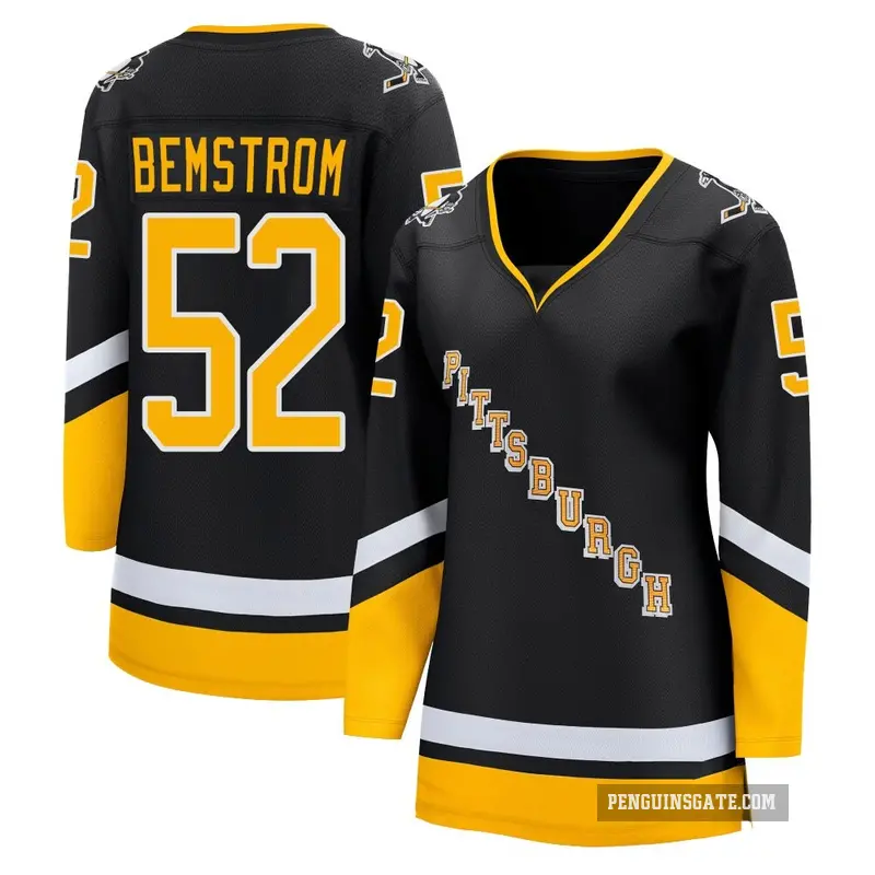 Women's Emil Bemstrom Pittsburgh Penguins ＃52 Breakaway Black 2021/22 Alternate Premier Player Jersey