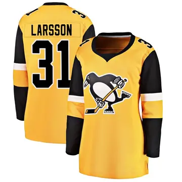 Women's Filip Larsson Pittsburgh Penguins ＃31 Breakaway Gold Alternate Jersey