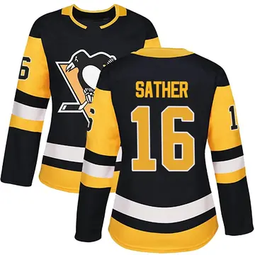 Women's Glen Sather Pittsburgh Penguins ＃16 Authentic Black Home Jersey