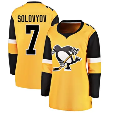 Women's Ilya Solovyov Pittsburgh Penguins ＃7 Breakaway Gold Alternate Jersey