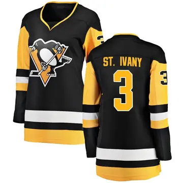 Women's Jack St. Ivany Pittsburgh Penguins ＃3 Breakaway Black Home Jersey