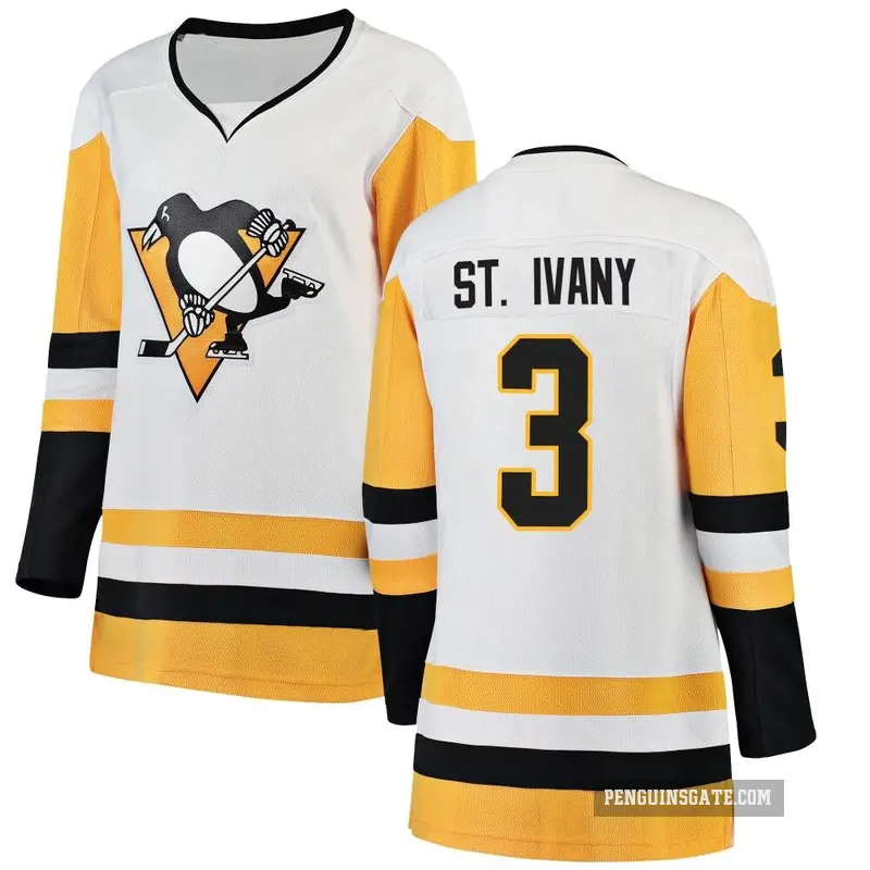 Women's Jack St. Ivany Pittsburgh Penguins ＃3 Breakaway White Away Jersey