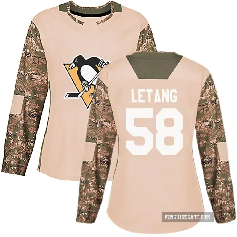 Women's Kris Letang Pittsburgh Penguins ＃58 Authentic Camo Veterans Day Practice Jersey
