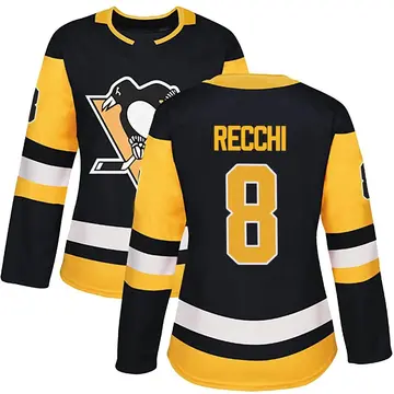 Women's Mark Recchi Pittsburgh Penguins ＃8 Authentic Black Home Jersey