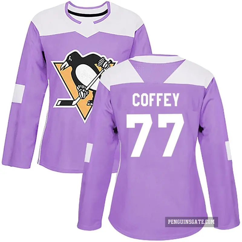 Women's Paul Coffey Pittsburgh Penguins ＃77 Authentic Purple Fights Cancer Practice Jersey