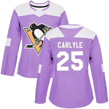 Women's Randy Carlyle Pittsburgh Penguins ＃25 Authentic Purple Fights Cancer Practice Jersey