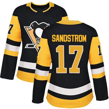 Women's Tomas Sandstrom Pittsburgh Penguins ＃17 Authentic Black Home Jersey