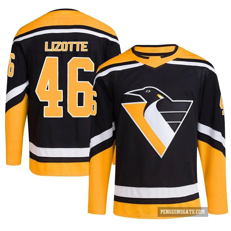 Youth Blake Lizotte Pittsburgh Penguins ＃46 Authentic Black Reverse Retro 2.0 Jersey