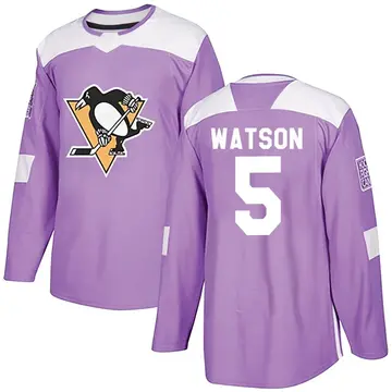 Youth Bryan Watson Pittsburgh Penguins ＃5 Authentic Purple Fights Cancer Practice Jersey