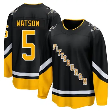 Youth Bryan Watson Pittsburgh Penguins ＃5 Breakaway Black 2021/22 Alternate Premier Player Jersey