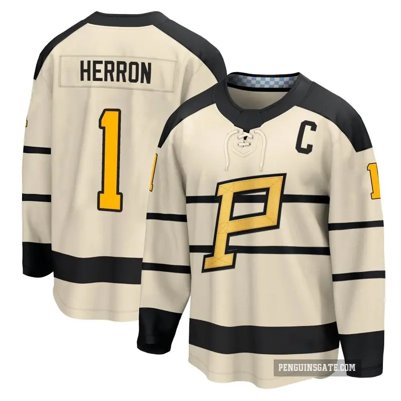 Youth Denis Herron Pittsburgh Penguins ＃1 Cream 2023 Winter Classic Jersey