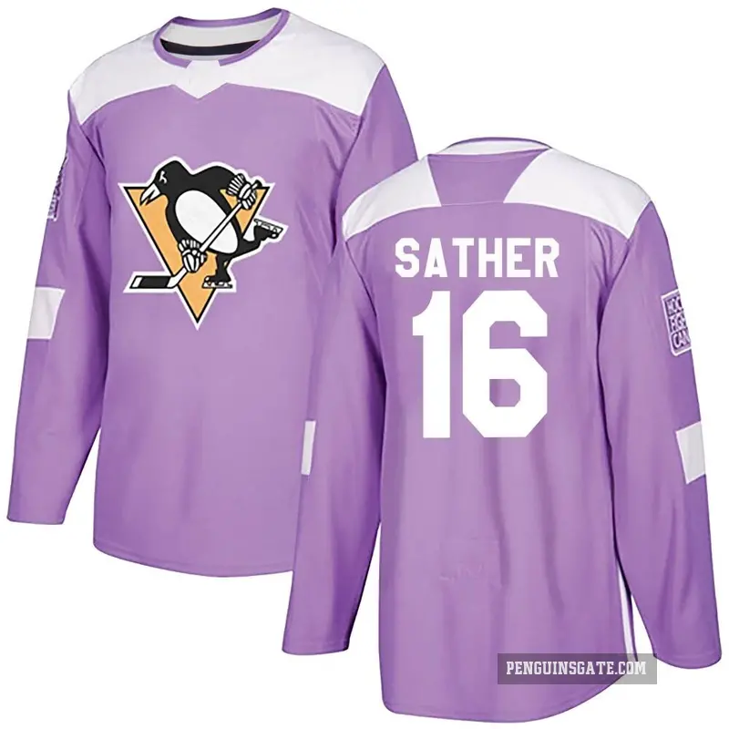 Youth Glen Sather Pittsburgh Penguins ＃16 Authentic Purple Fights Cancer Practice Jersey