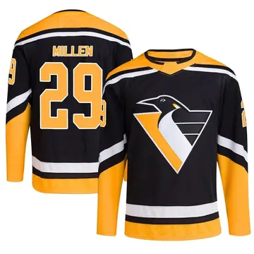 Youth Greg Millen Pittsburgh Penguins ＃29 Authentic Black Reverse Retro 2.0 Jersey