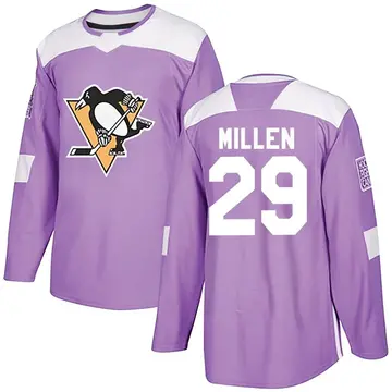 Youth Greg Millen Pittsburgh Penguins ＃29 Authentic Purple Fights Cancer Practice Jersey