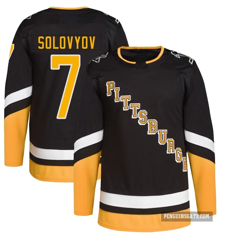 Youth Ilya Solovyov Pittsburgh Penguins ＃7 Authentic Black 2021/22 Alternate Primegreen Pro Player Jersey