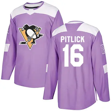 Youth Rem Pitlick Pittsburgh Penguins ＃16 Authentic Purple Fights Cancer Practice Jersey