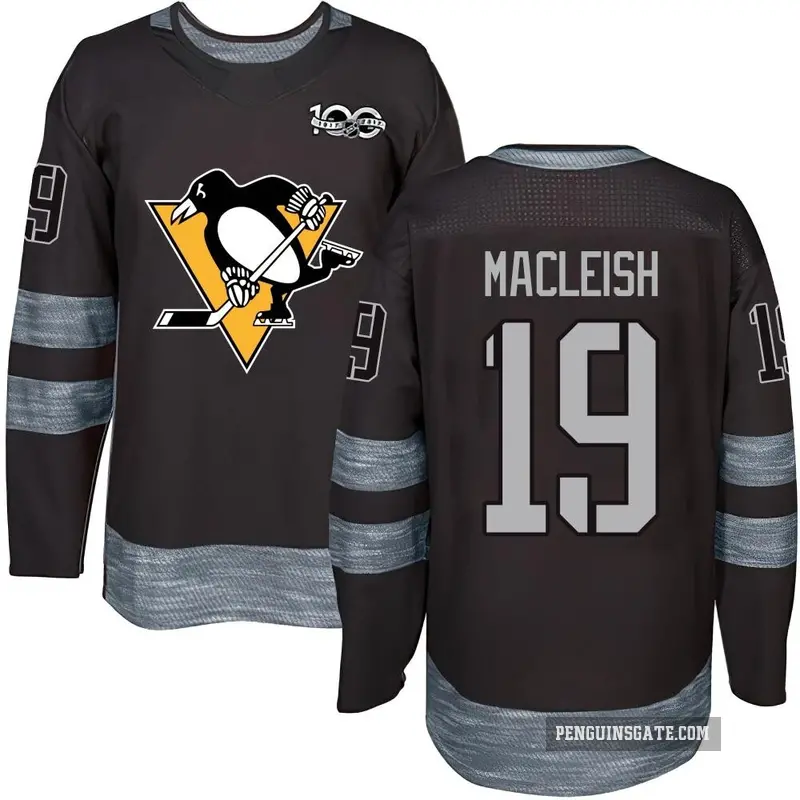 Youth Rick Macleish Pittsburgh Penguins ＃19 Authentic Black 1917-2017 100th Anniversary Jersey