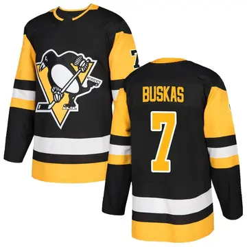 Youth Rod Buskas Pittsburgh Penguins ＃7 Authentic Black Home Jersey
