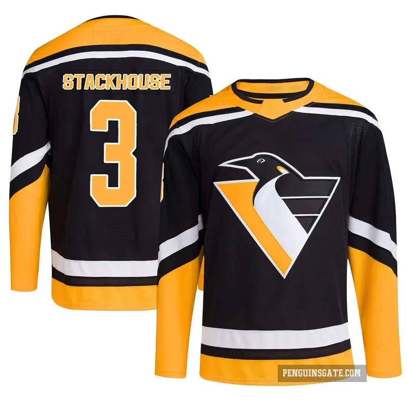 Youth Ron Stackhouse Pittsburgh Penguins ＃3 Authentic Black Reverse Retro 2.0 Jersey