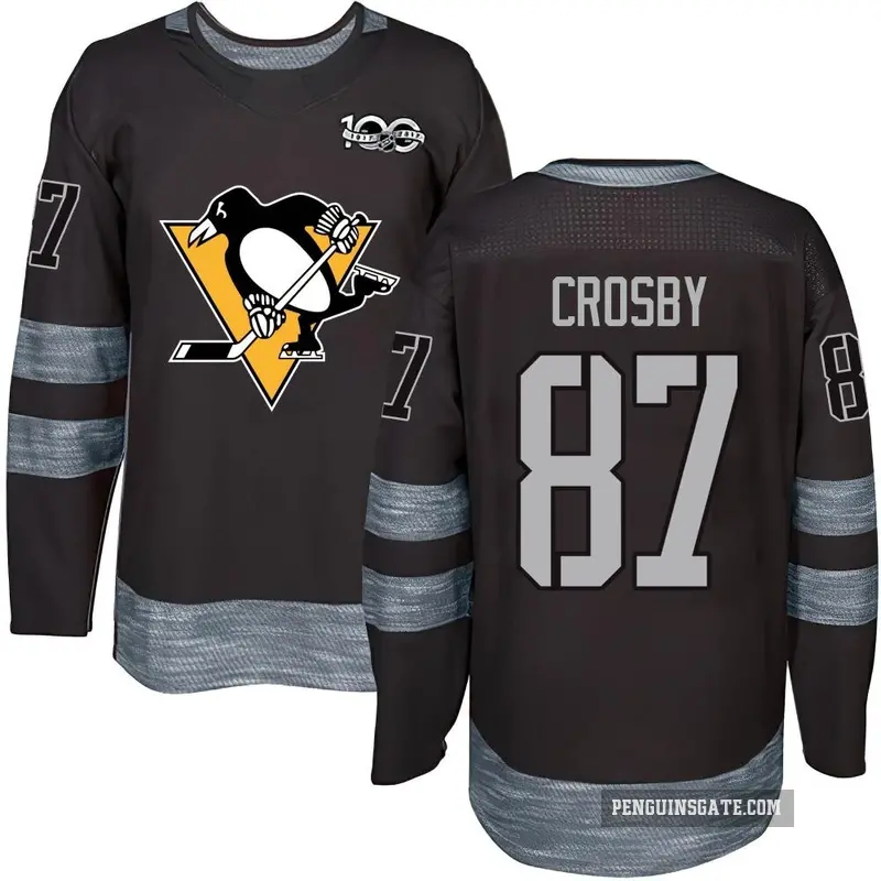 Youth Sidney Crosby Pittsburgh Penguins ＃87 Authentic Black 1917-2017 100th Anniversary Jersey