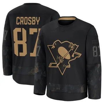Youth Sidney Crosby Pittsburgh Penguins ＃87 Premium Black 2024 Military Appreciation Practice Jersey