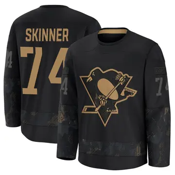 Youth Stuart Skinner Pittsburgh Penguins ＃74 Premium Black 2024 Military Appreciation Practice Jersey