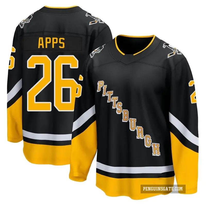 Youth Syl Apps Pittsburgh Penguins ＃26 Breakaway Black 2021/22 Alternate Premier Player Jersey