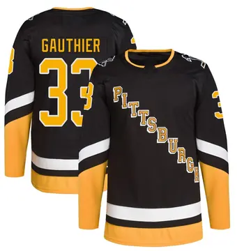 Youth Taylor Gauthier Pittsburgh Penguins ＃33 Authentic Black 2021/22 Alternate Primegreen Pro Player Jersey