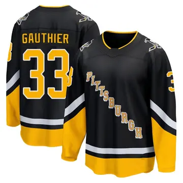 Youth Taylor Gauthier Pittsburgh Penguins ＃33 Breakaway Black 2021/22 Alternate Premier Player Jersey
