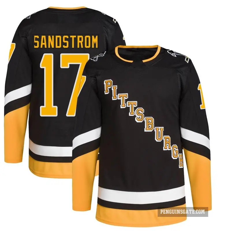 Youth Tomas Sandstrom Pittsburgh Penguins ＃17 Authentic Black 2021/22 Alternate Primegreen Pro Player Jersey