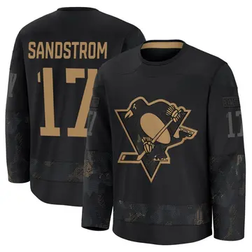 Youth Tomas Sandstrom Pittsburgh Penguins ＃17 Premium Black 2024 Military Appreciation Practice Jersey