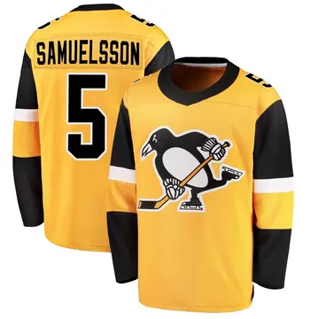 Youth Ulf Samuelsson Pittsburgh Penguins ＃5 Breakaway Gold Alternate Jersey