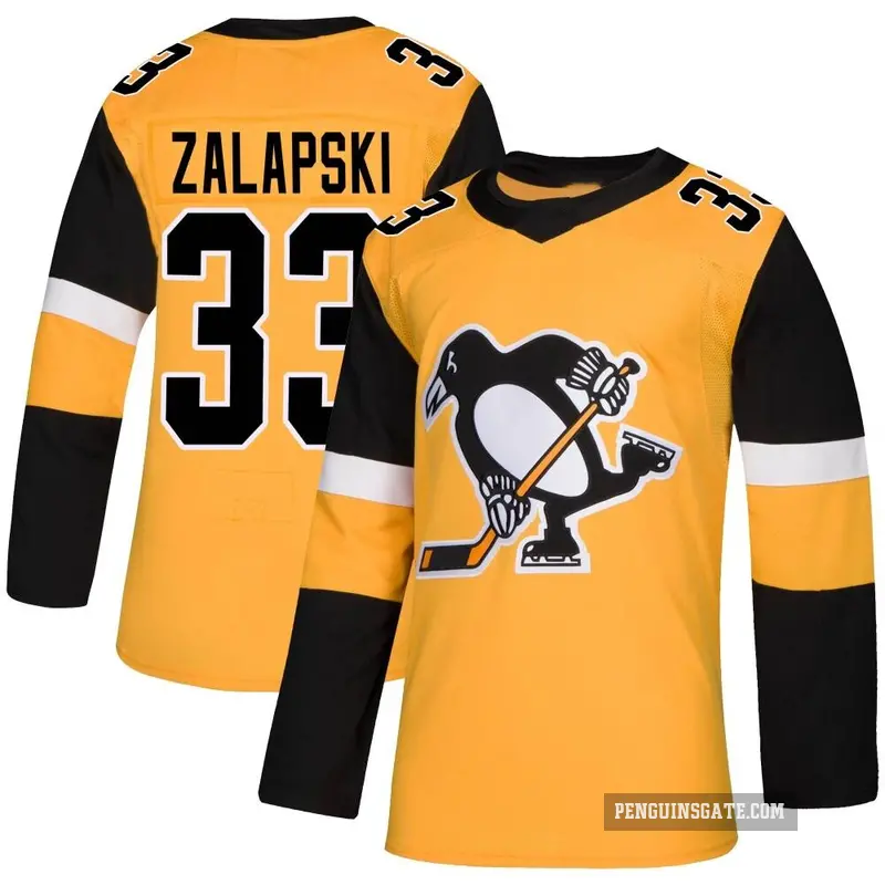 Youth Zarley Zalapski Pittsburgh Penguins ＃33 Authentic Gold Alternate Jersey